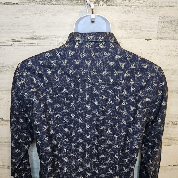 Vintage John Rich & Bros Woolrich Shirt Men's Small Floral Print Button Up Blue - Picture 9 of 16